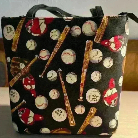 Baseball Themed Small Studded Tote - Picture 1 of 6